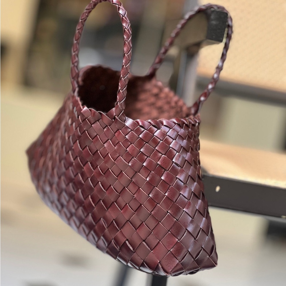 Handwoven leather tote bag chocolate brown dragon diffusion style - Picture 6 of 7